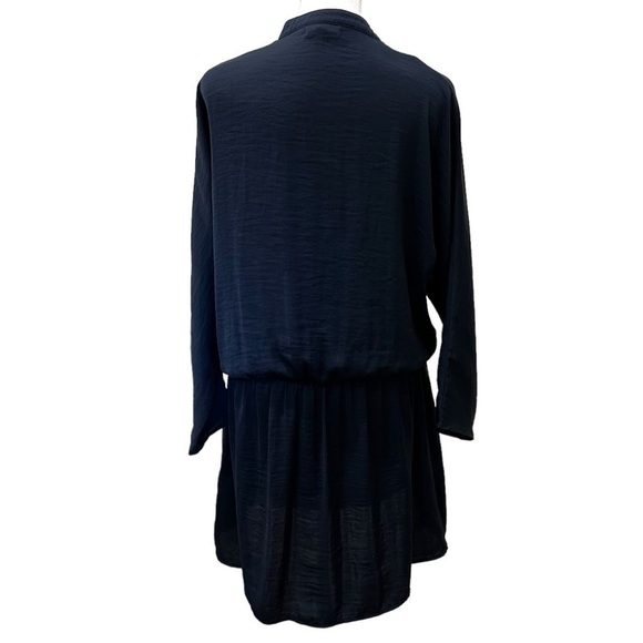 Moss Copenhagen Sz Small Ambre Dress Long Sleeve Faux Wrap Navy - Picture 5 of 7